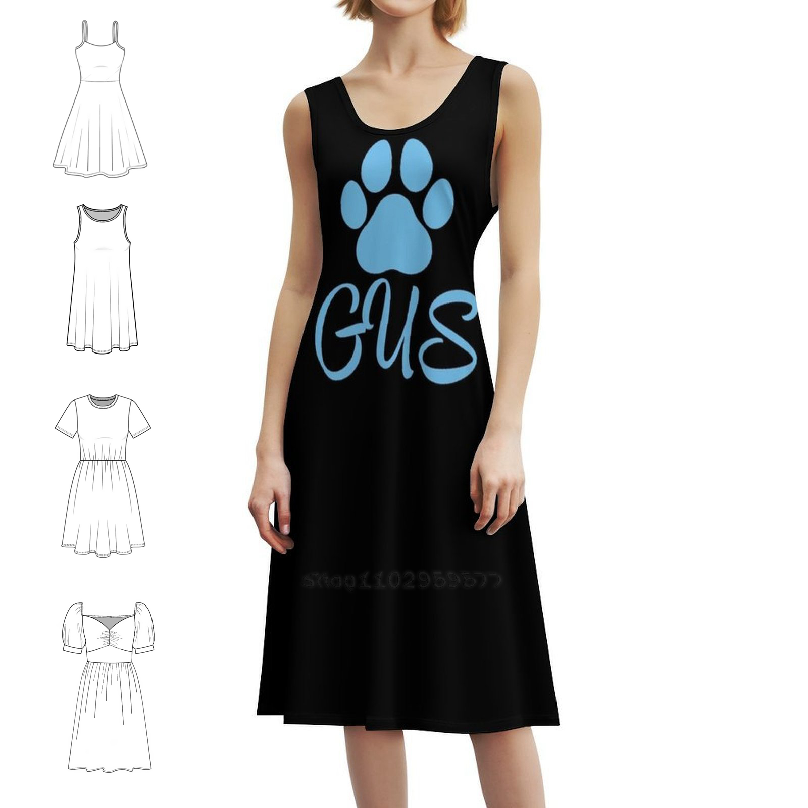 Women Fashion Dress Names - Blue Dog Name Gus Boho Chic