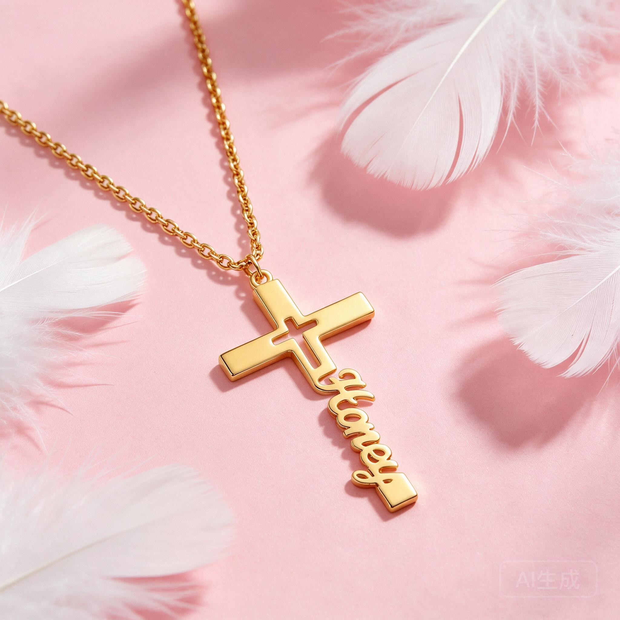 Women Fashion Names - Luxury Personalized Engraved Name Cross Necklace