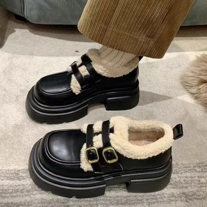 Women'S Fashion Shoes - Winter British Style Small Leather Shoes