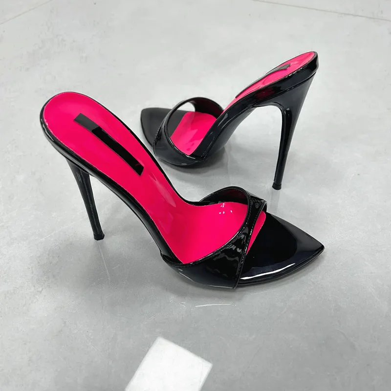 Women'S Fashion Shoes - Fashion Woman Black Stilettos 12cm Slipper