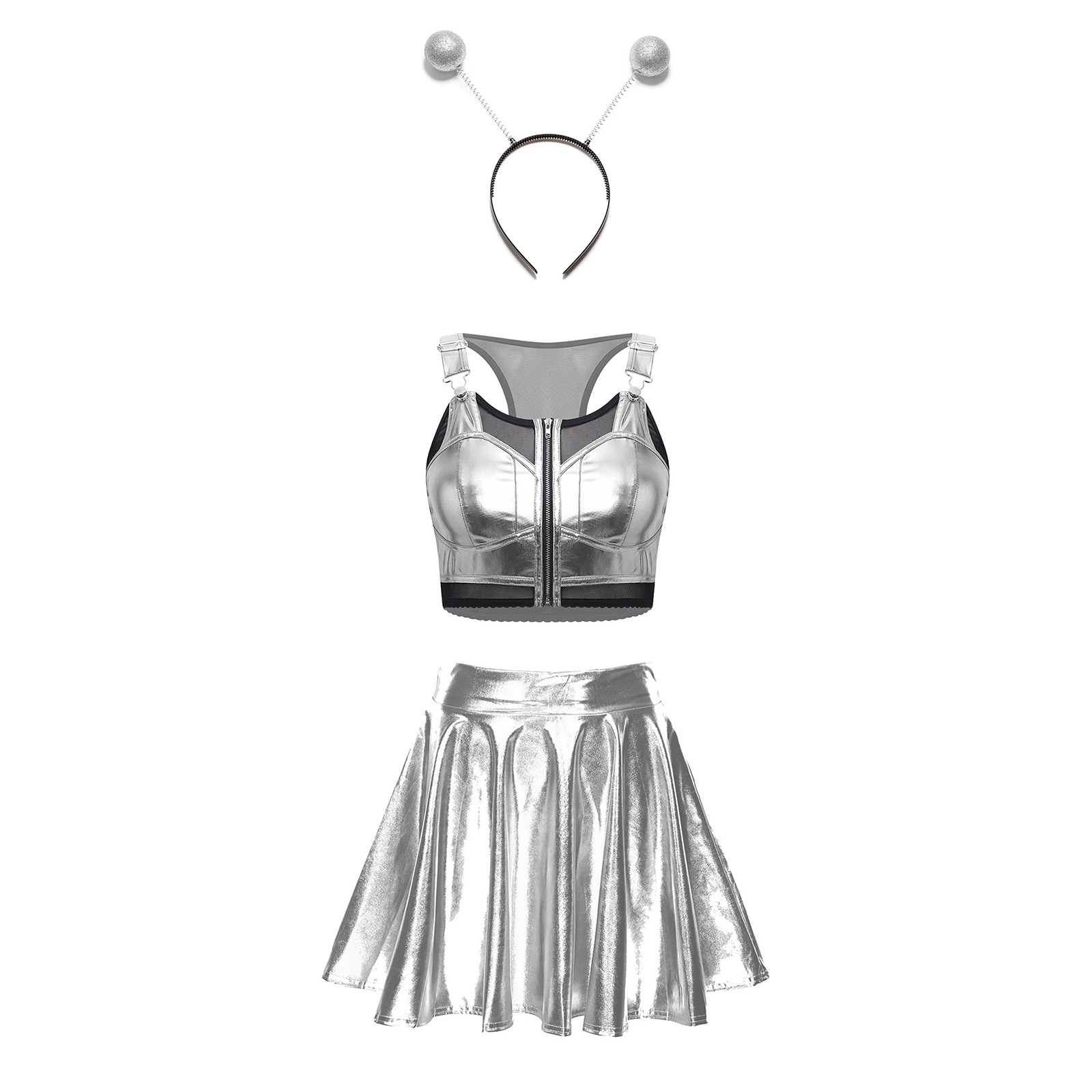 Women Metallic Shiny Alien Cos - Women'S Fashion Vest Tops ulasan dan harga