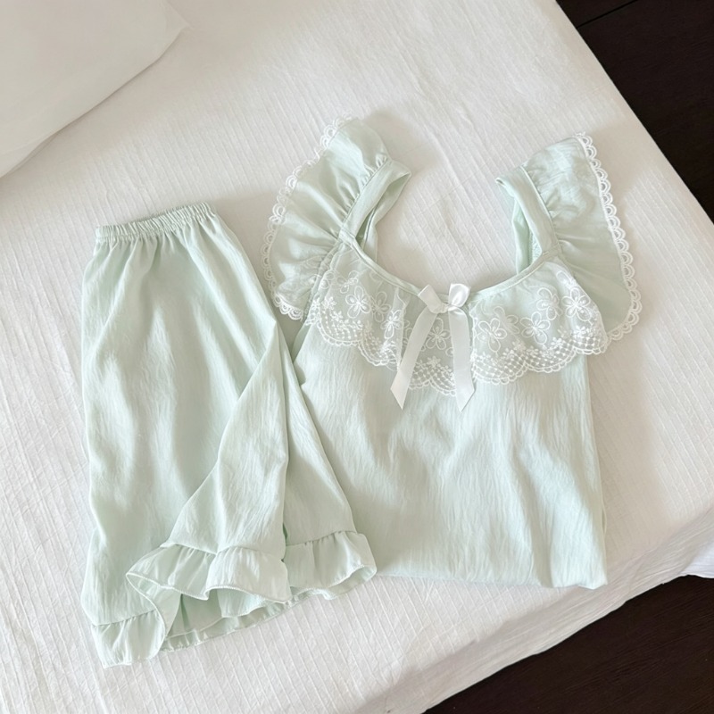 Women Sweet Cute 2 Pieces Paja - Lace Trim Cami ulasan dan harga