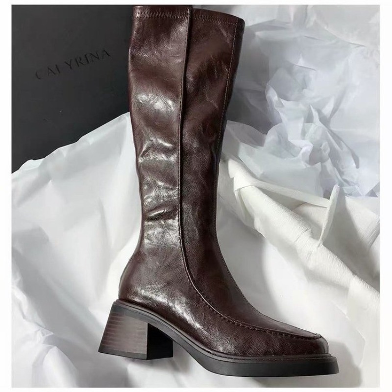 Round-toe Thick-soled Long Boo - Women'S Fashion Knee High Boots ulasan dan harga