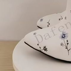 White Floral Print Knee High B - Women'S Fashion Knee High Boots ulasan dan harga