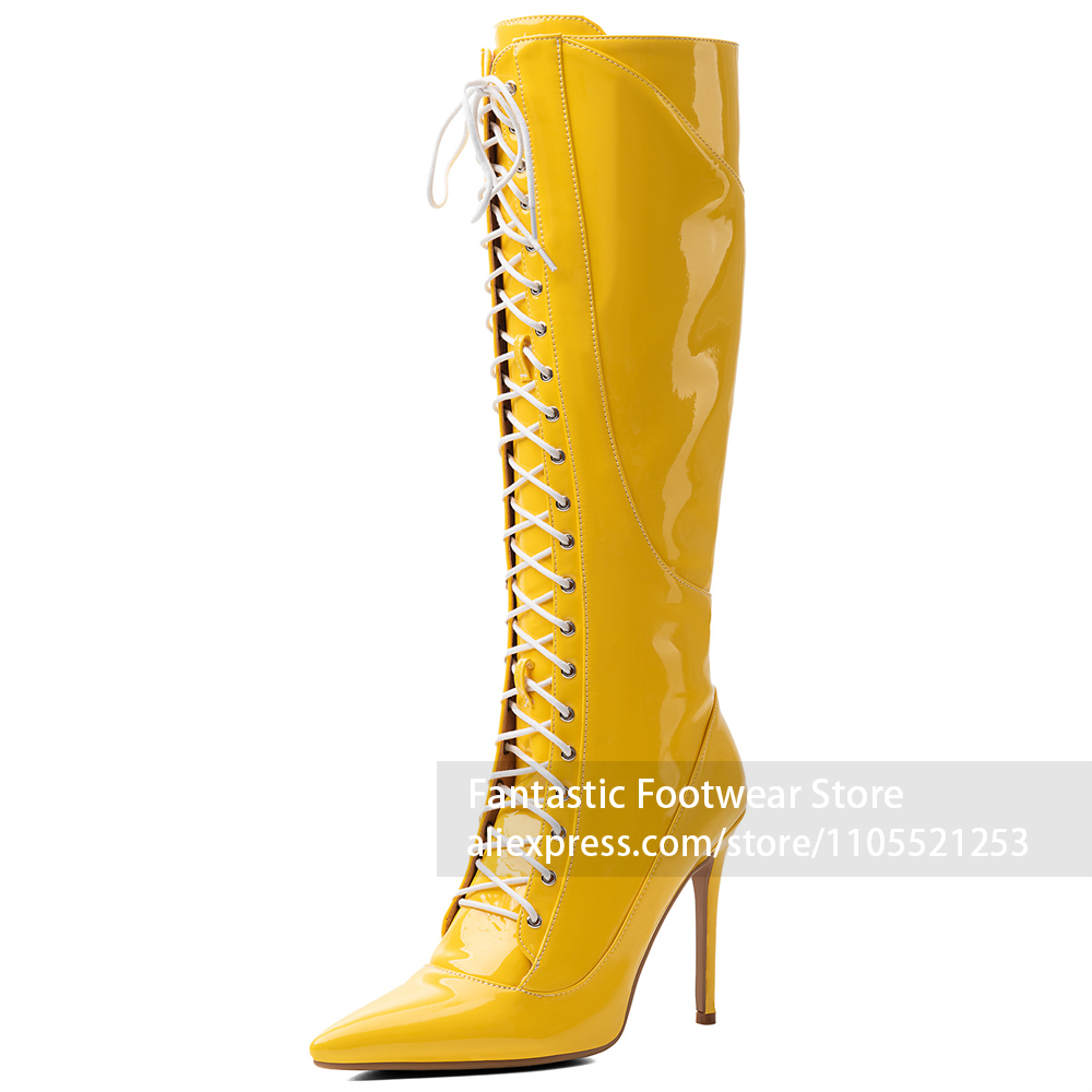 Yellow Patent Leather Upper Bo - Women Fashion Photoshoot ulasan dan harga