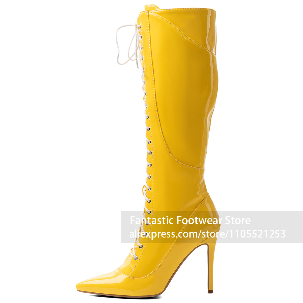 Yellow Patent Leather Upper Bo - Women Fashion Photoshoot ulasan dan harga